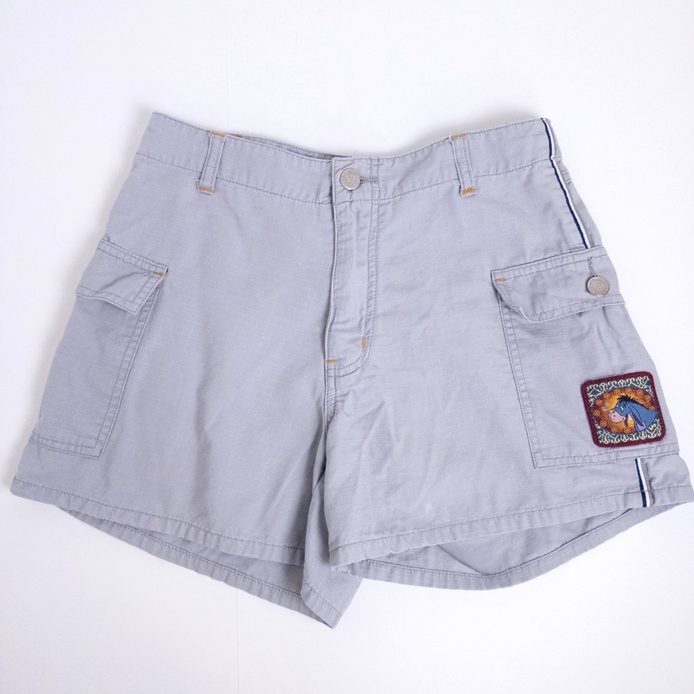 Vintage Y2K Pooh Eeyore‎ Cargo Shorts Kids 7-8 Gray Ripstop Disney
